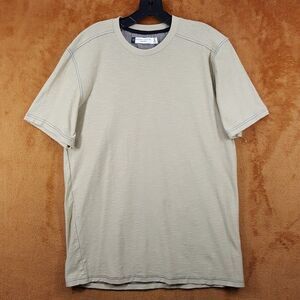 MODERN CULTURE Shirt Mens Large Tan Pullover Crew Slub Knit 100% Cotton